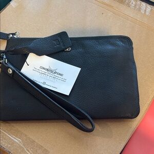Brand New Black Leather Wristlet Clutch - Brand:
